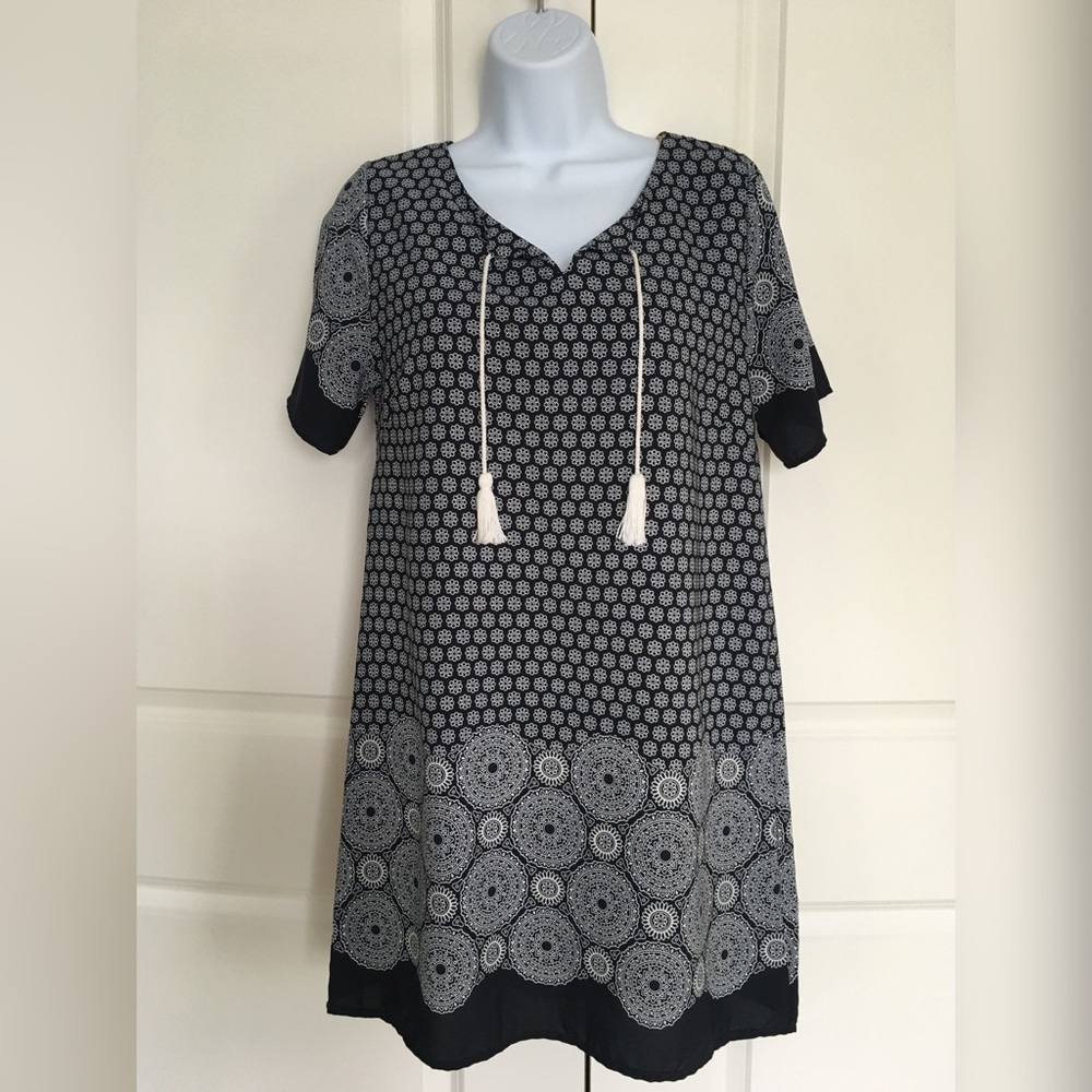 Patterned Dress with Tassels